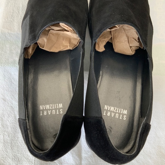 Stuart Weitzman Leather Shoes Suede Wedge Black Size 8.5 - Picture 9 of 13